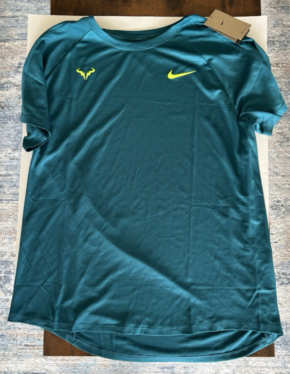 Nike Rafa Challenger Shirt Mens Sz XL Geode Teal / Volt DV2887-381 Nadal NWT $70 gallery