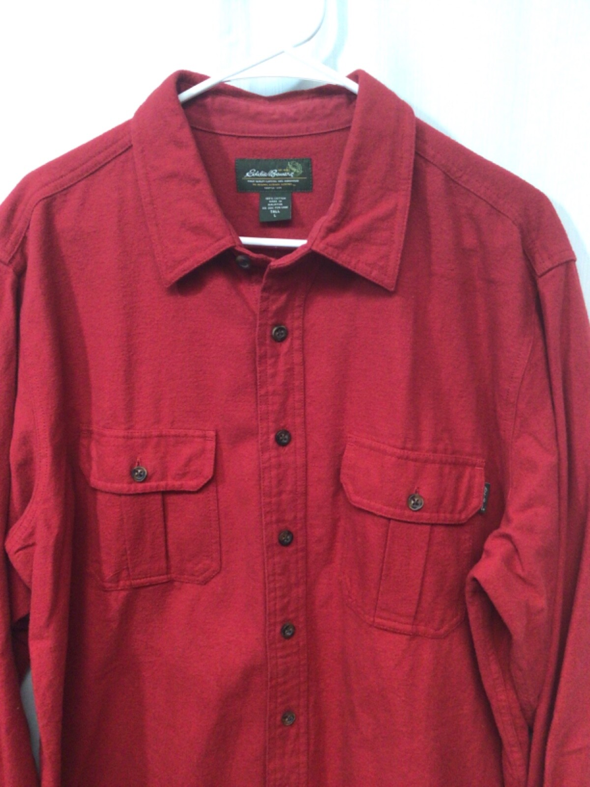 Eddie Bauer Red Heavy Flannel LT Long Sleeve Cotton Outdoor Activewear B17 gallery