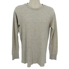 VTG Duofold Men Medium Tall Beige Gray Wool Blend Thrashed Distressed Shirt Top