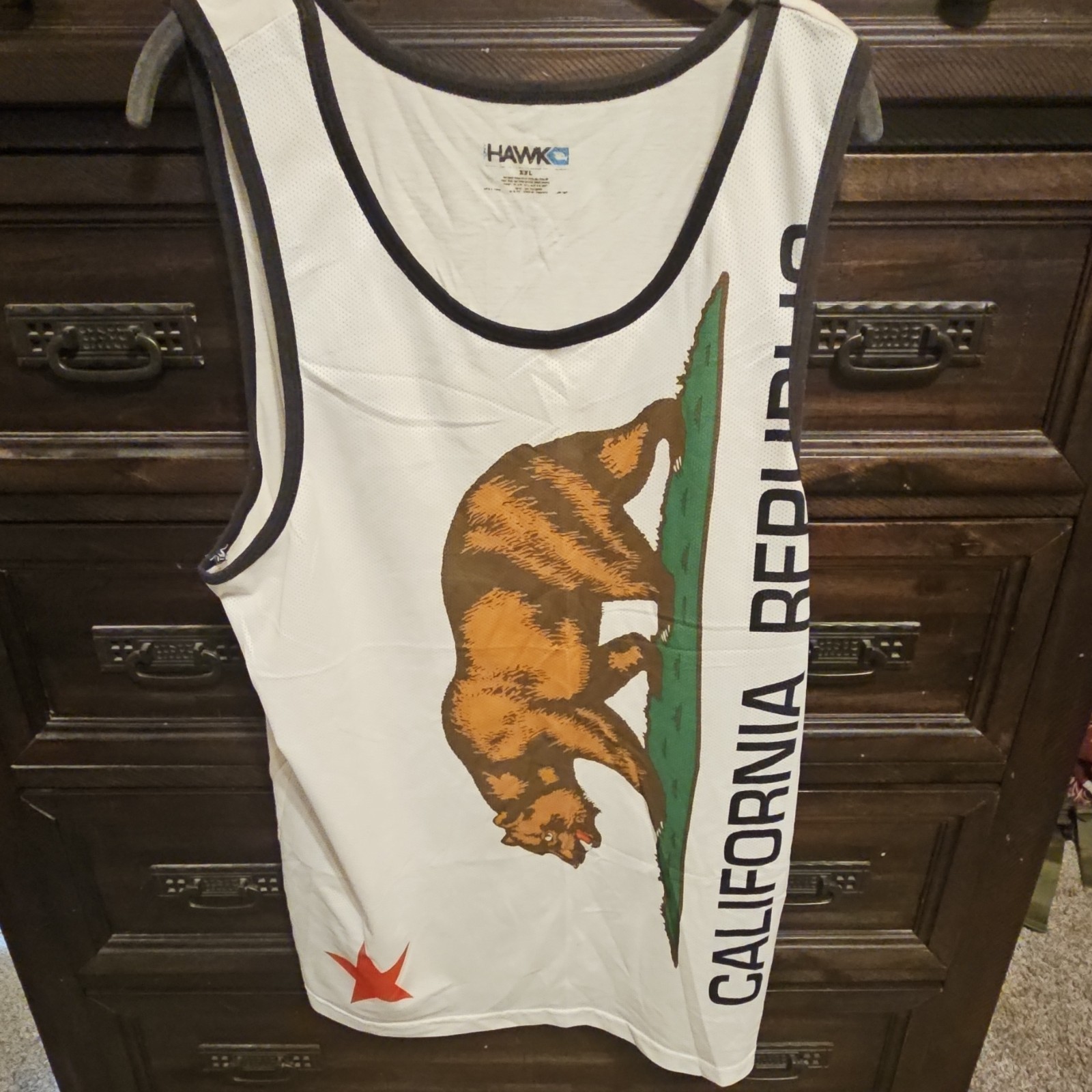 Tony Hawk California Republic Bear Graphic Tank Top XL White Mesh Sleeveless gallery