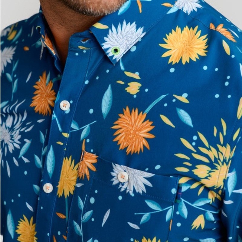 William Murray Golf Mums The Word Navy Multicolored S/S Button Down L New Sealed gallery