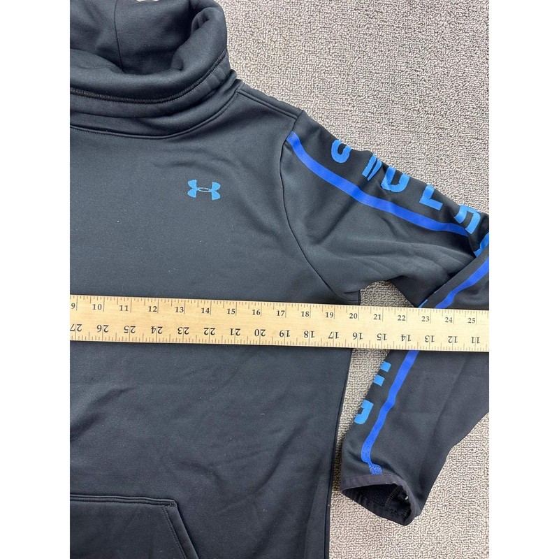 Under Armour Fleece Sweatshirt Men M Black Coldgear Blue Graphic Turtle Neck gallery