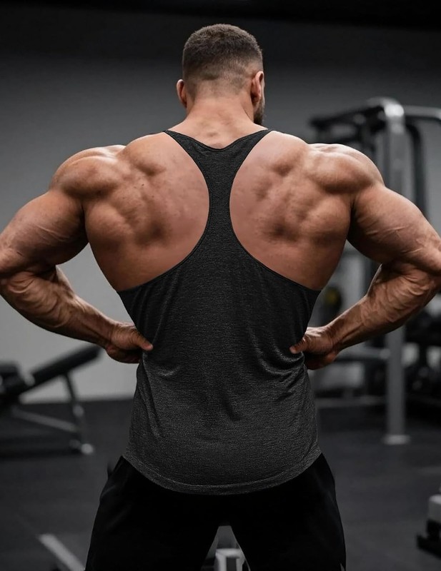 Men's Stringer Tank Top Bodybuilding Y-Back Muscle Gym Fitness Workout Shirt gallery
