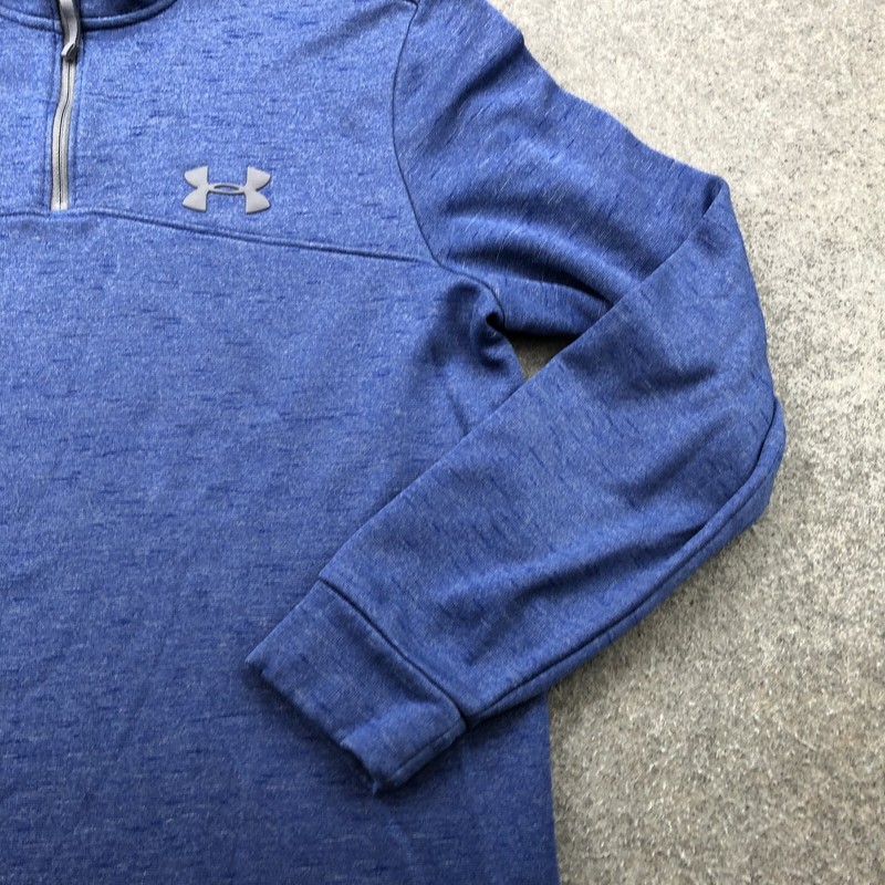 Under Armour Pullover Men Medium Blue 1/4 Zip Gym Workout Coldgear Fleece Logo gallery