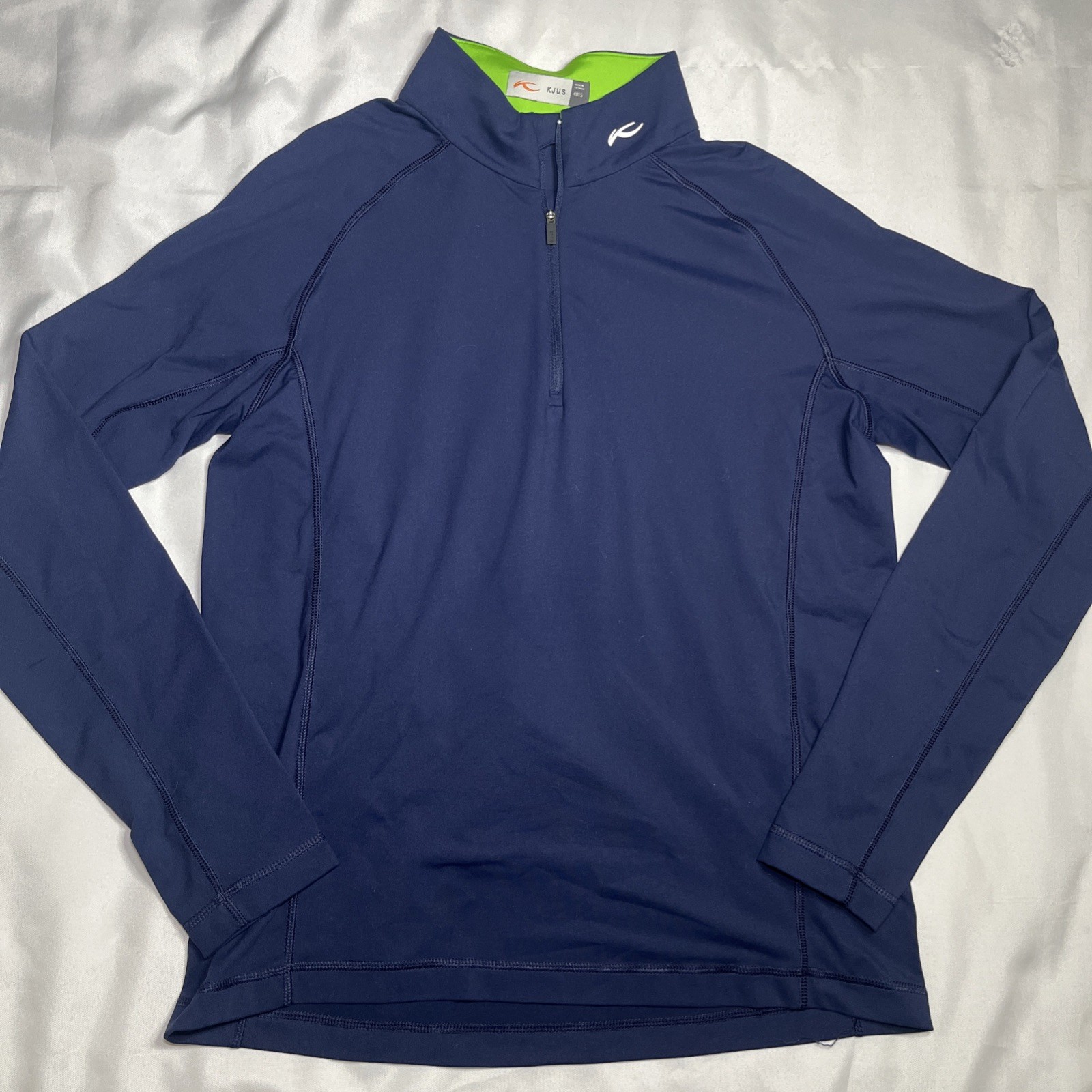 KJUS Mens 1/4 Zip Size 48/S Navy Blue Golf Preppy Pullover Performance gallery