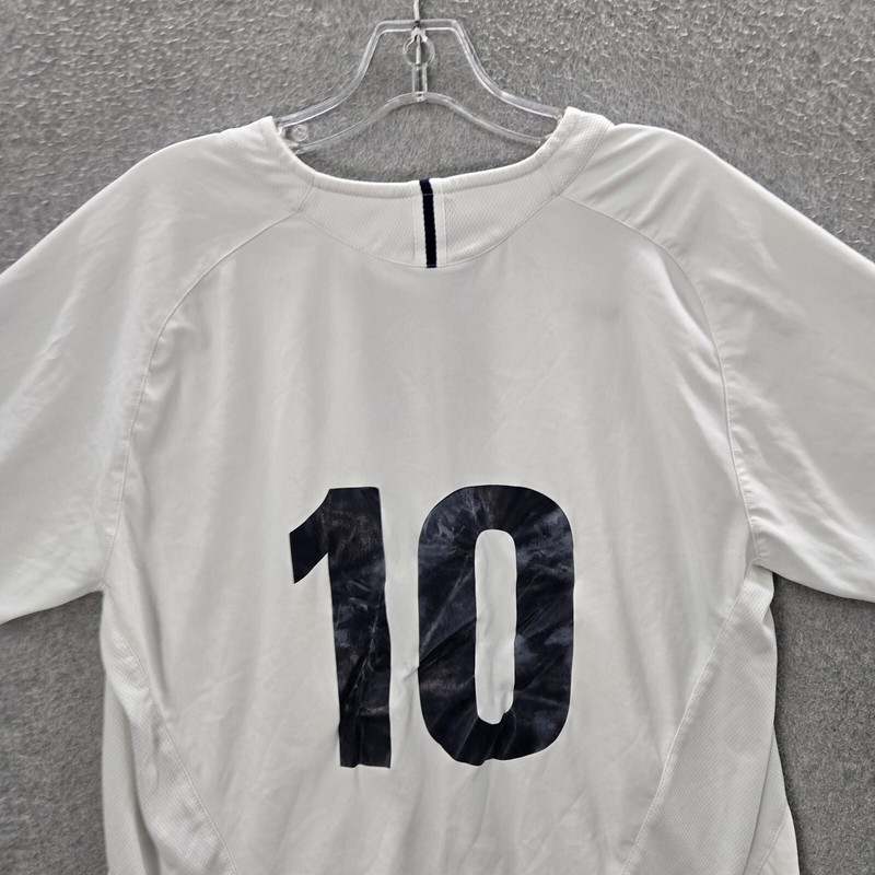 VINTAGE Nike Men Activewear Shirt Medium White Striped Swoosh Logo 10 Tee gallery