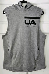 Under Armour Wrestling Sleeveless Hoodie Gray Pullover Workout Medium Fitted Zip