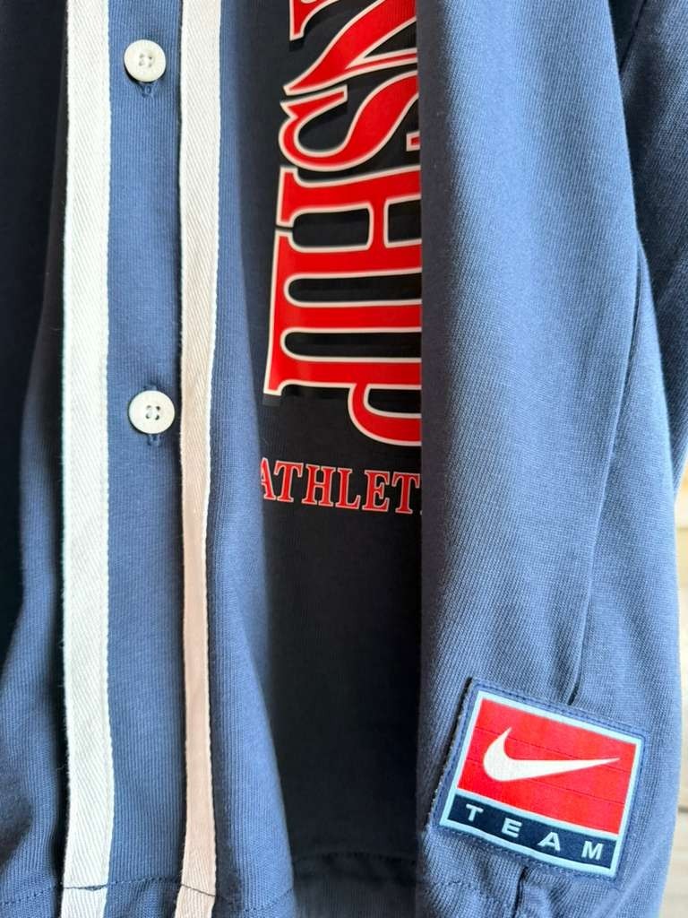 Nike Flames Championship Baseball Jersey Mens Size XL DV9642 Blue Cotton gallery