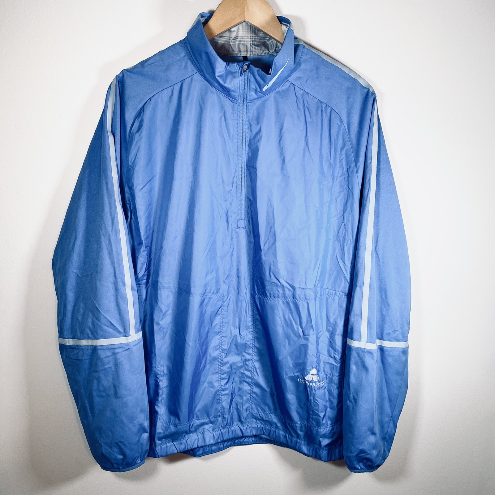 Nike Men’s 1/4 Zip Wind Shirt Pullover Large Blue The Boulders Logo Y2K GUC gallery