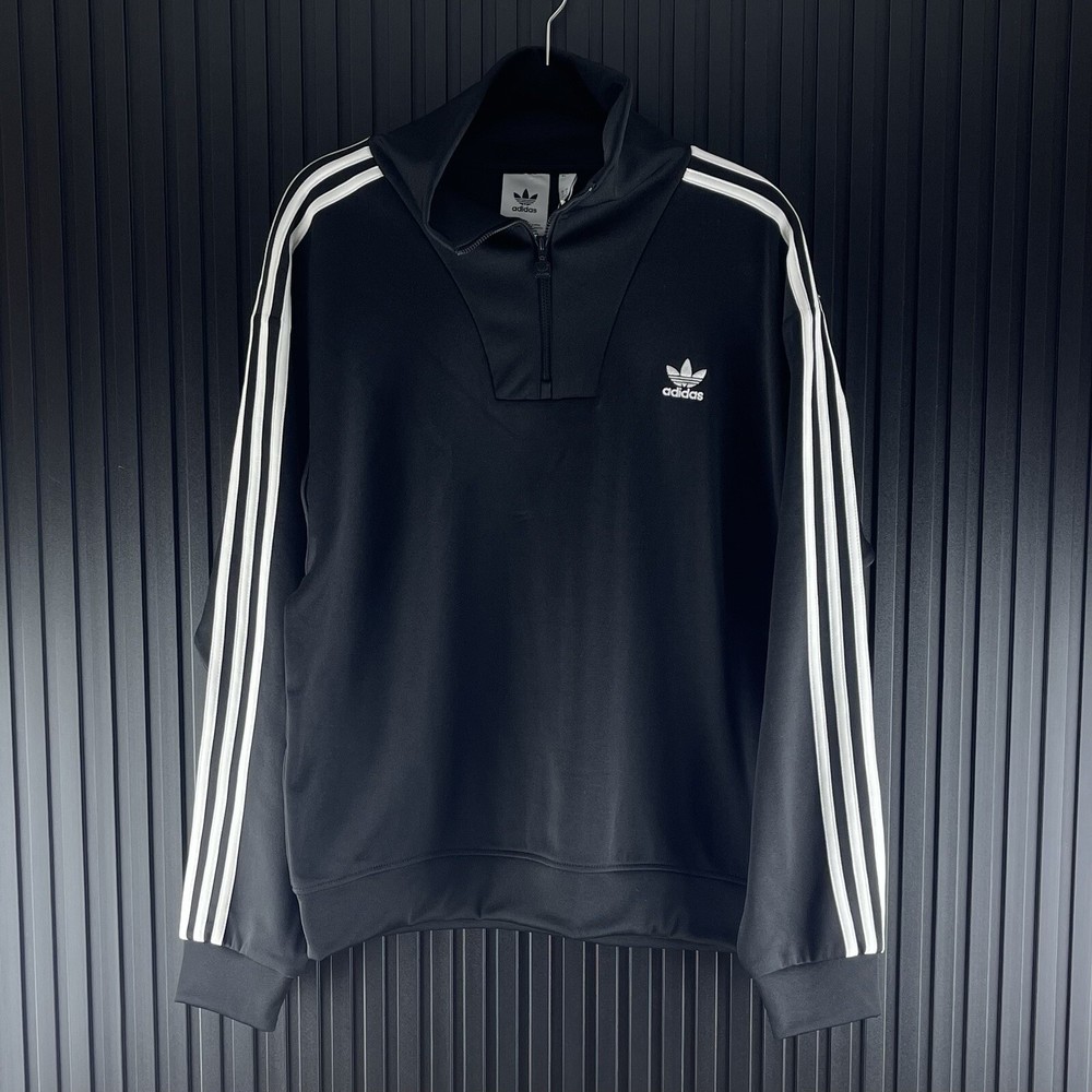 Adidas Adicolor Size Large Mens Black Funnel Neck Track Pullover Top