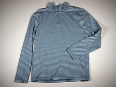 J.Crew Performance 1/4 Zip Pullover Men XL Blue Striped Mock Neck Golf Active