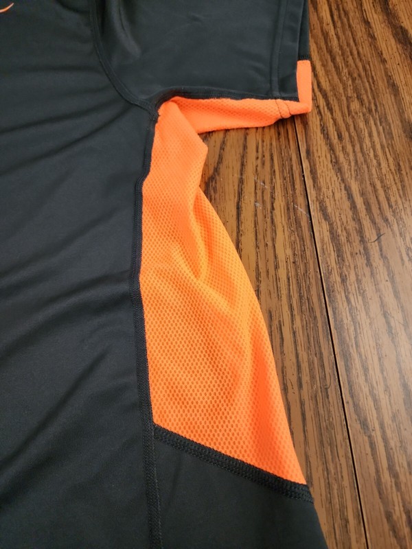 Nike Dri Fit Short Sleeve Gray w/Orange Accent POP- Size Large Nike mini Swoosh! gallery