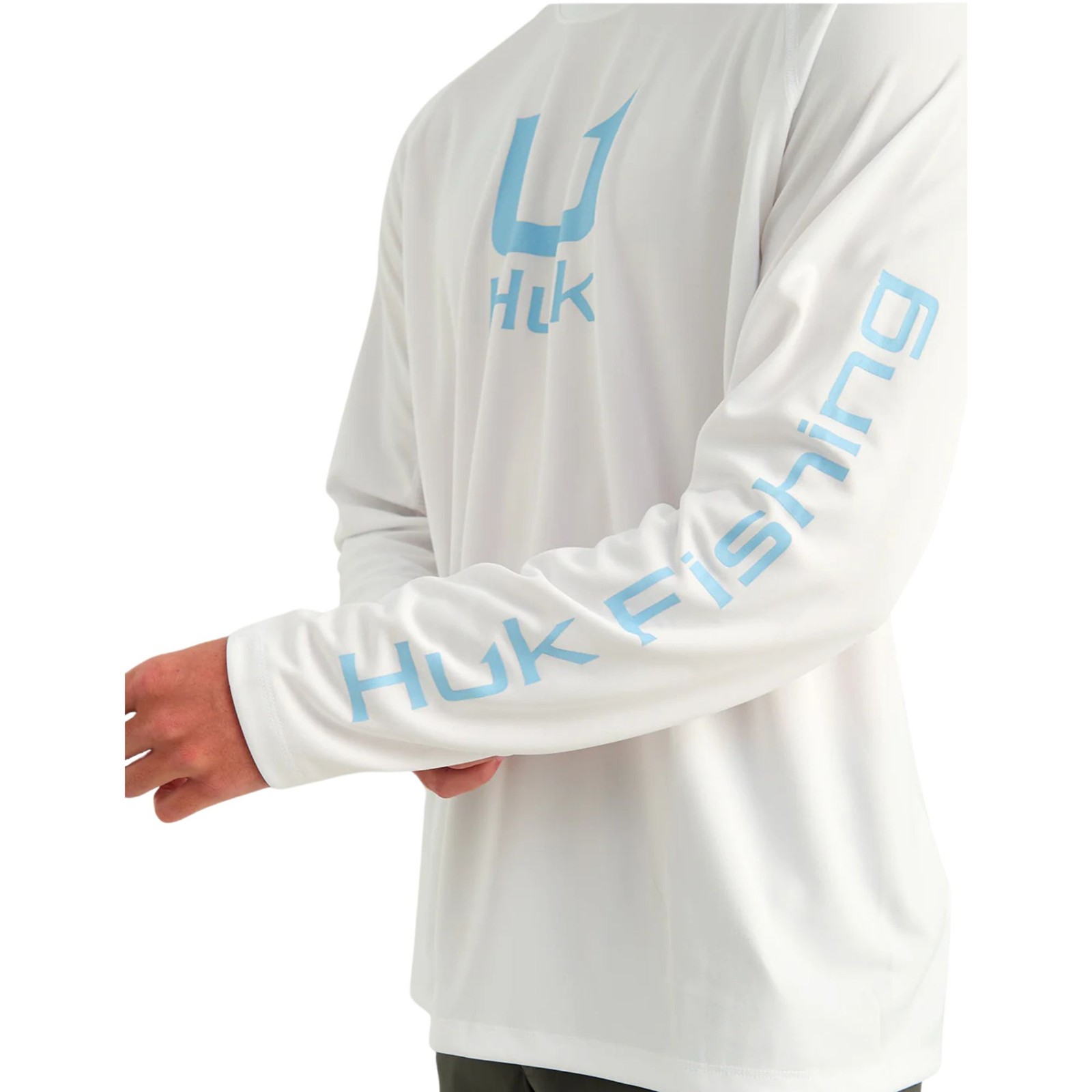 Huk Icon Long Sleeve Crew Men's Tech Shirt, White 2, Medium gallery