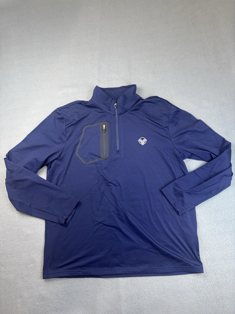 RLX Ralph Lauren Pullover Mens Large 1/4 Zip Long Sleeve Blue Golf 4 Way Stretch
