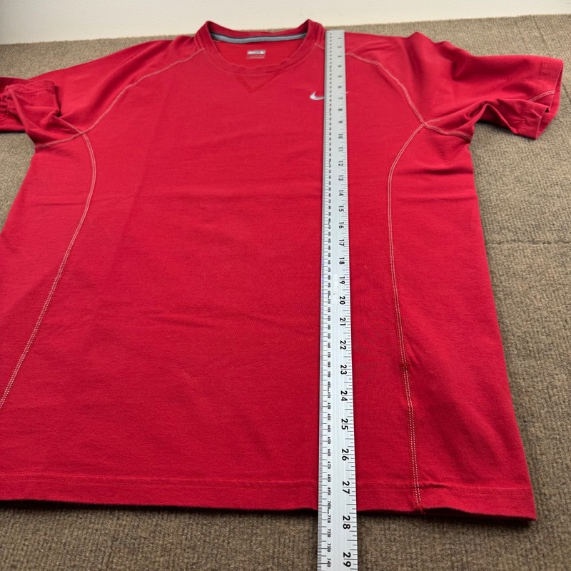 Nike Fit Dry Men's Large T-Shirt Embroidered Logo Cotton Blend Red gallery