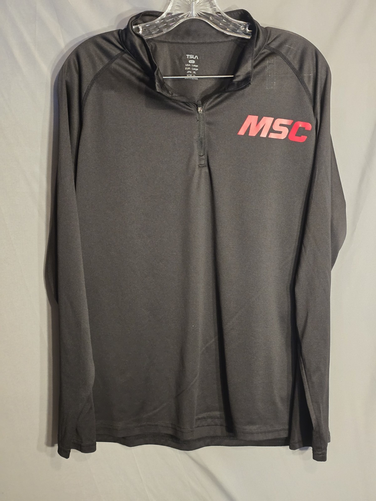 TSLA Tesla Gear MSC Quarter Zip Pullover Mens L Black Athletic Shirt gallery