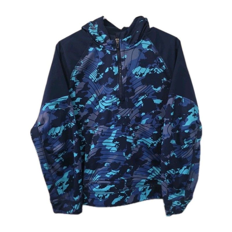 Athletic Works Light 1/2 Zip Hooded Pullover Shirt Sz XL (14-16) Husky Blue Camo gallery