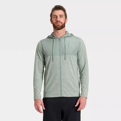 Men’s Soft Stretch Full Zip Top – All In Motion Sage Green large lightweight