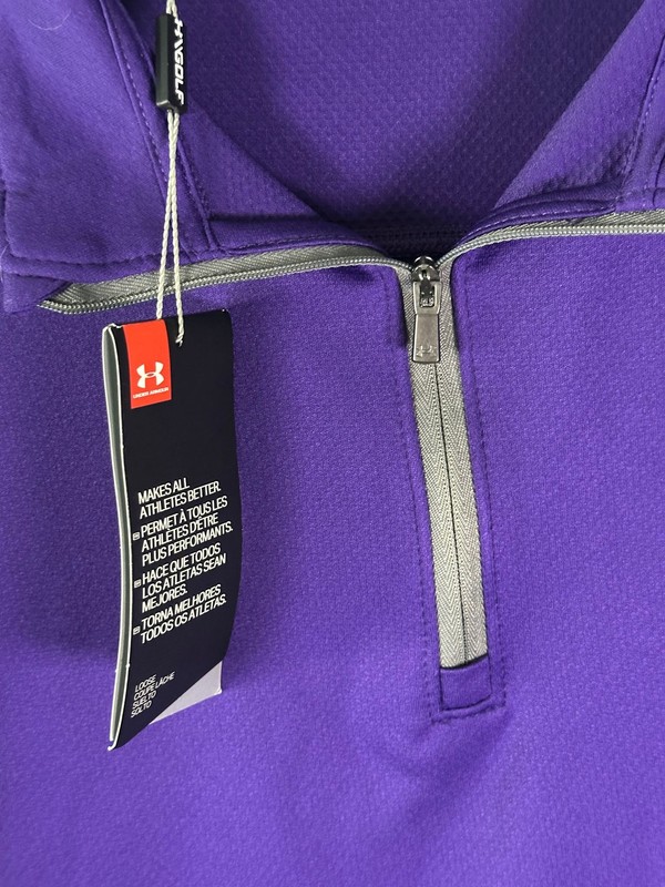 Under Armour Quarter Zip Pullover Mens XL Purple Huskies W Embroidered Golf gallery