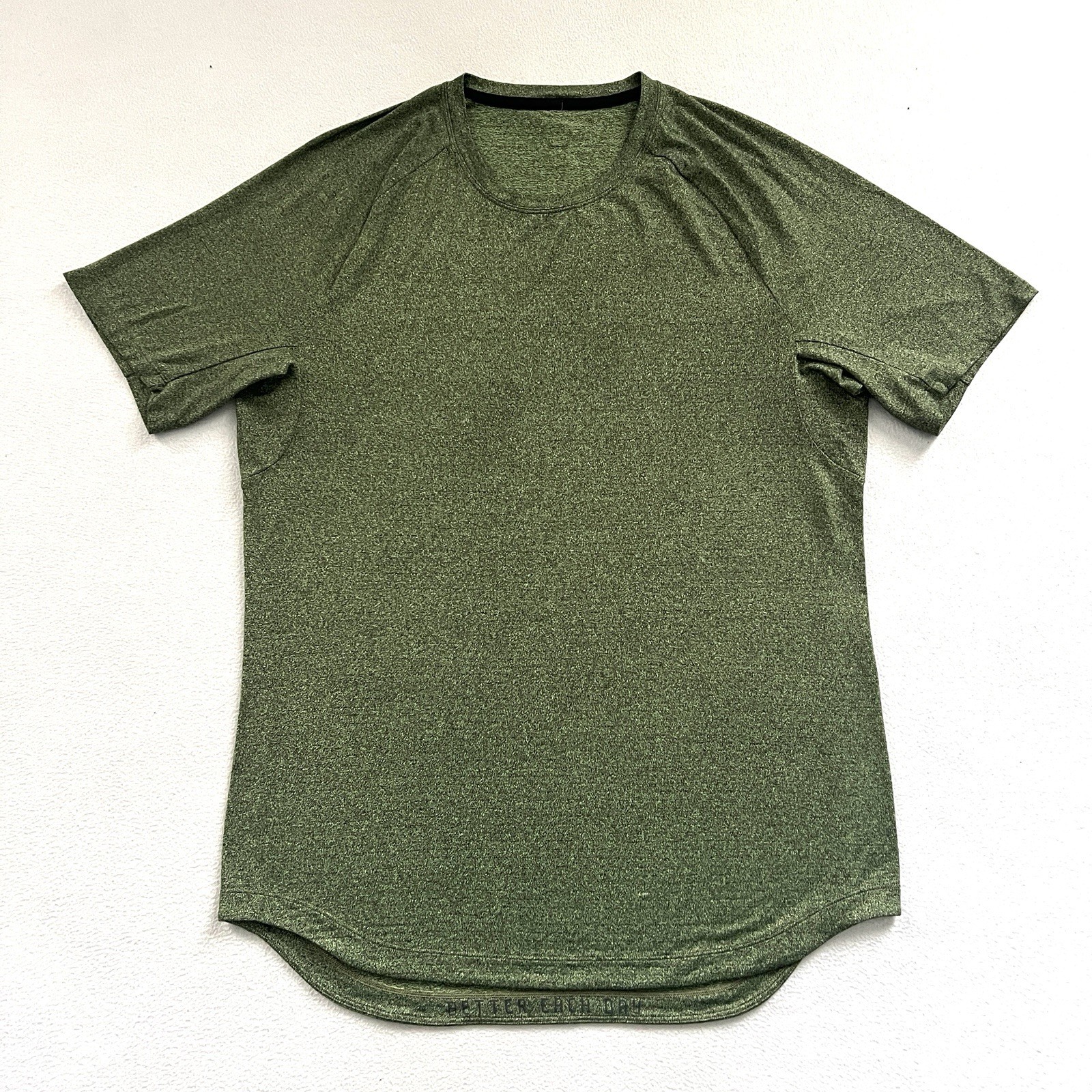 Lululemon Men Black Faded Zap Green Drysense Training Short Sleeve Shirt L gallery