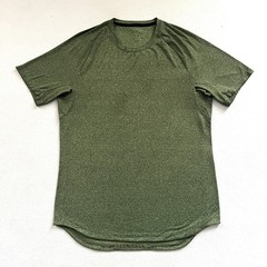 Lululemon Men Black Faded Zap Green Drysense Training Short Sleeve Shirt L