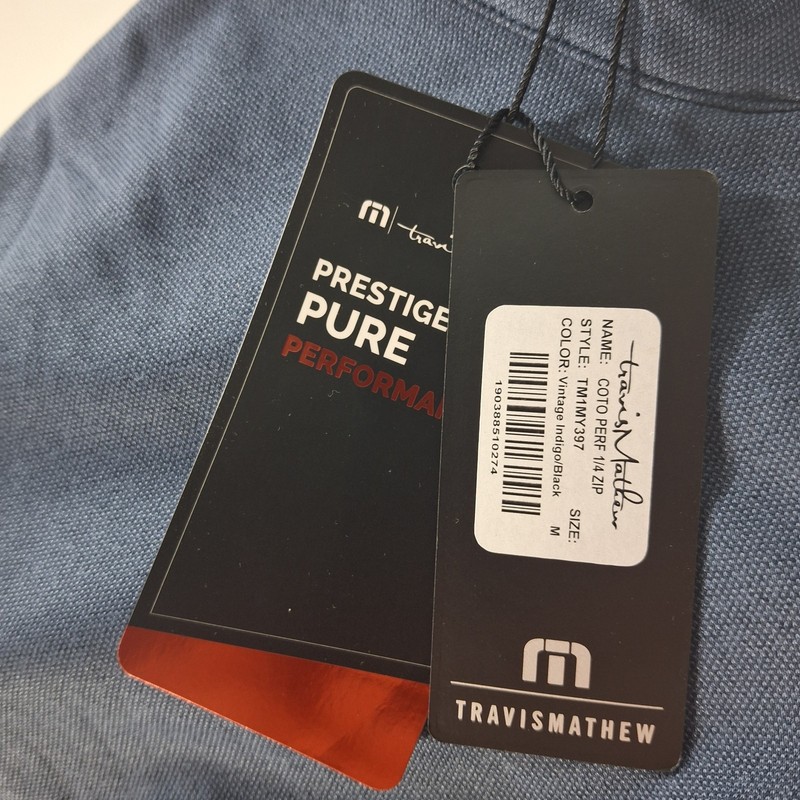 Travis Mathew Coto Performance 1/4 Zip Pullover Golf Long Sleeve Indigo Medium gallery