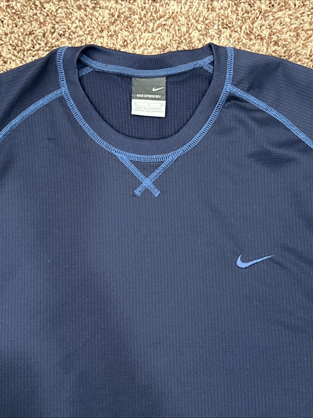 Nike Sphere Dry Shirt Men's Large Blue Short Sleeve Performance Workout Top gallery