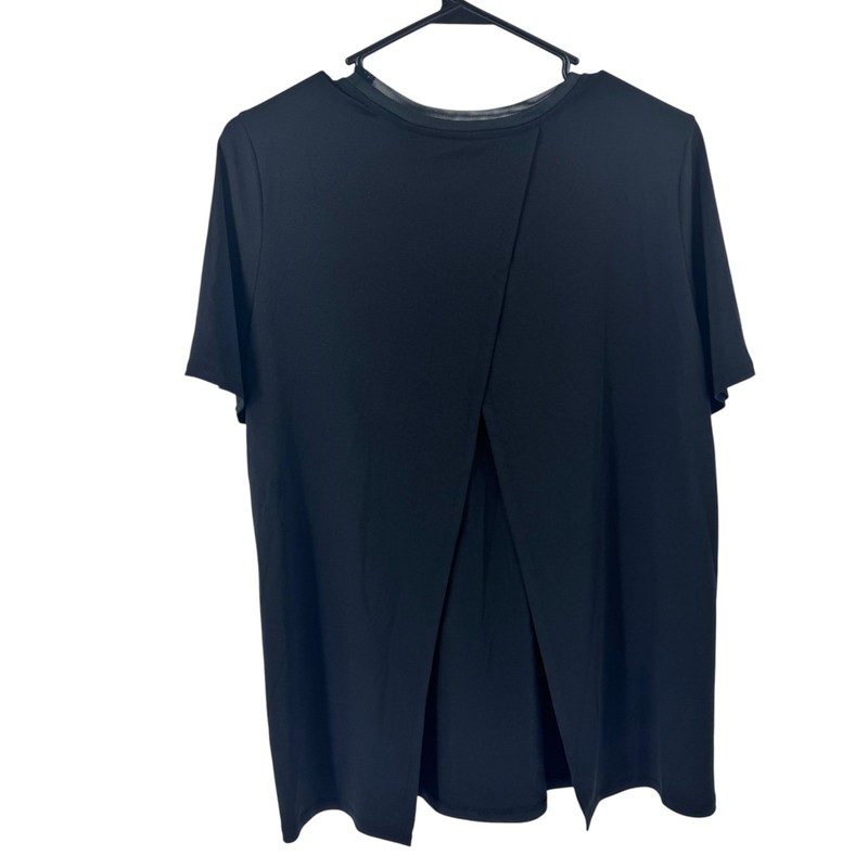 Fabletics Mens Black Short Sleeve Split Back Mesh Neck Workout Shirt Small gallery