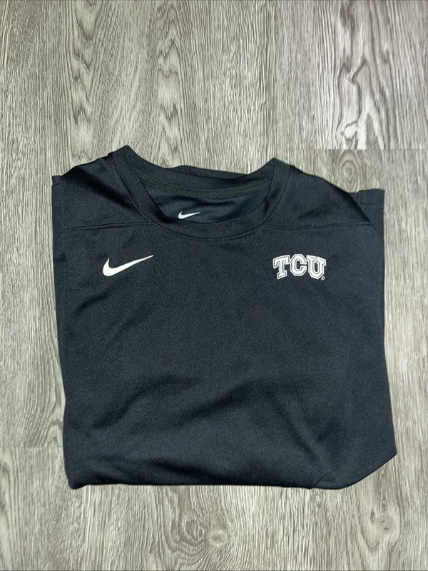 Black TCU Long Sleeve Team Issue Track Shirt DriFit Horned Frog Shirt Mens Large gallery