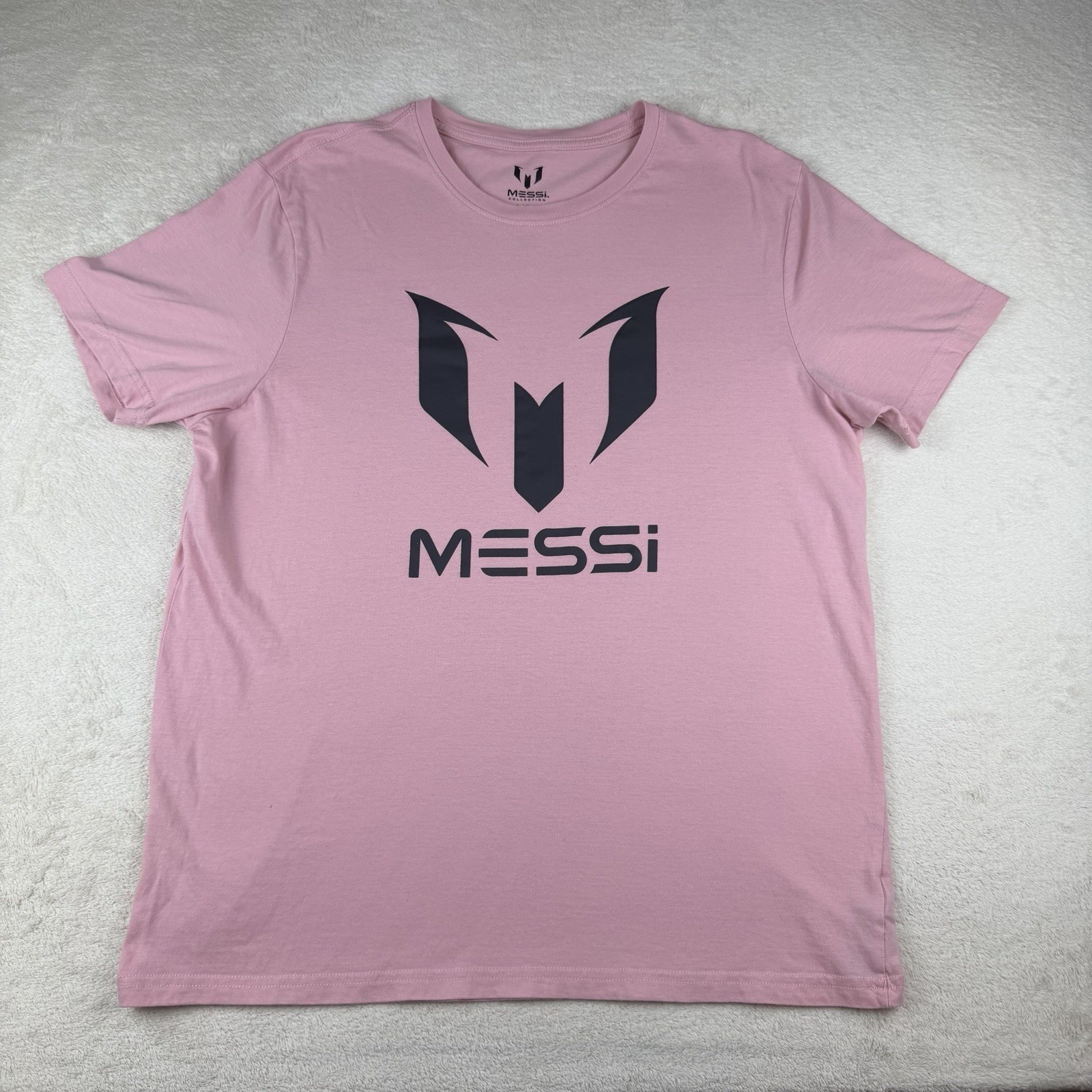 MESSI Collection Logo Graphic Short Sleeve Tee Candy Pink Size L Soccer NWOT gallery