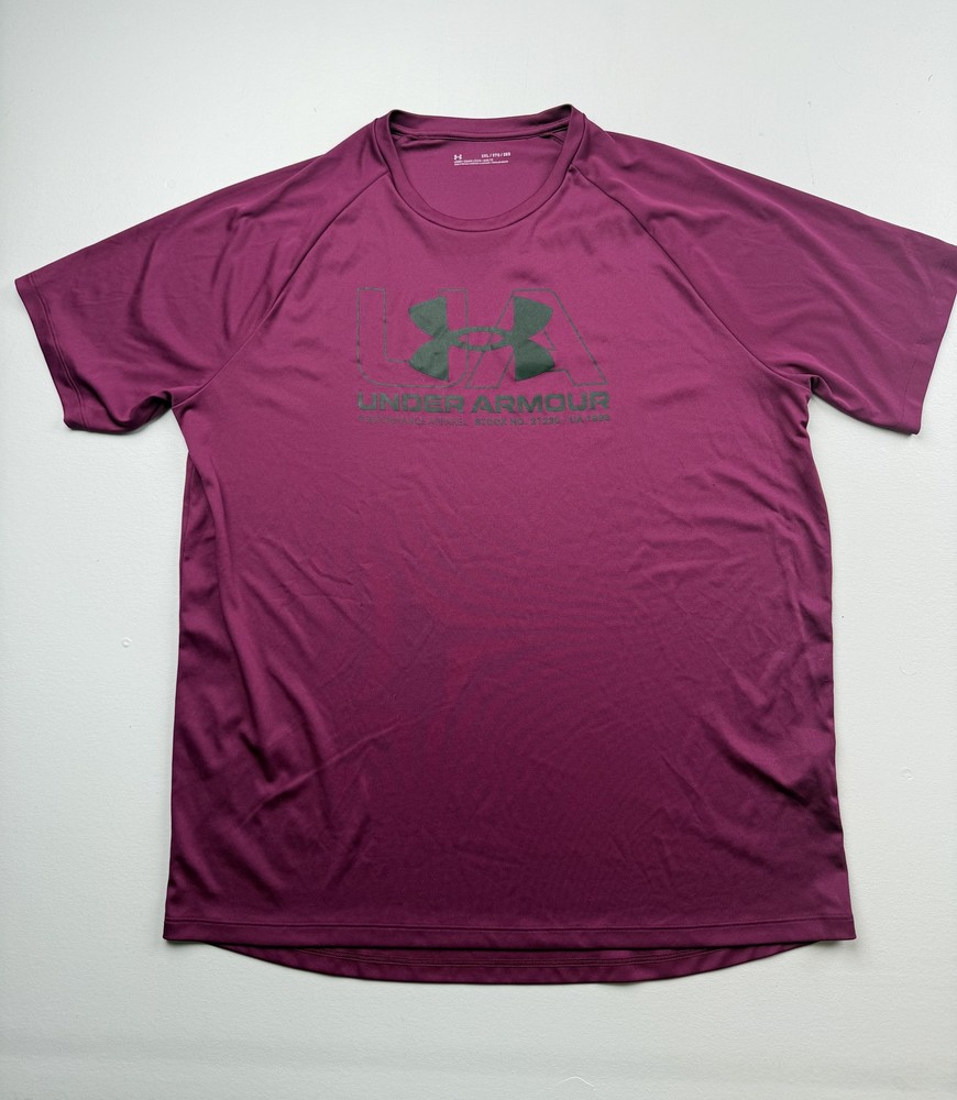 Under Armour Shirt Mens 2XL Purple Short Sleeve UA Logo Performance Tee Top