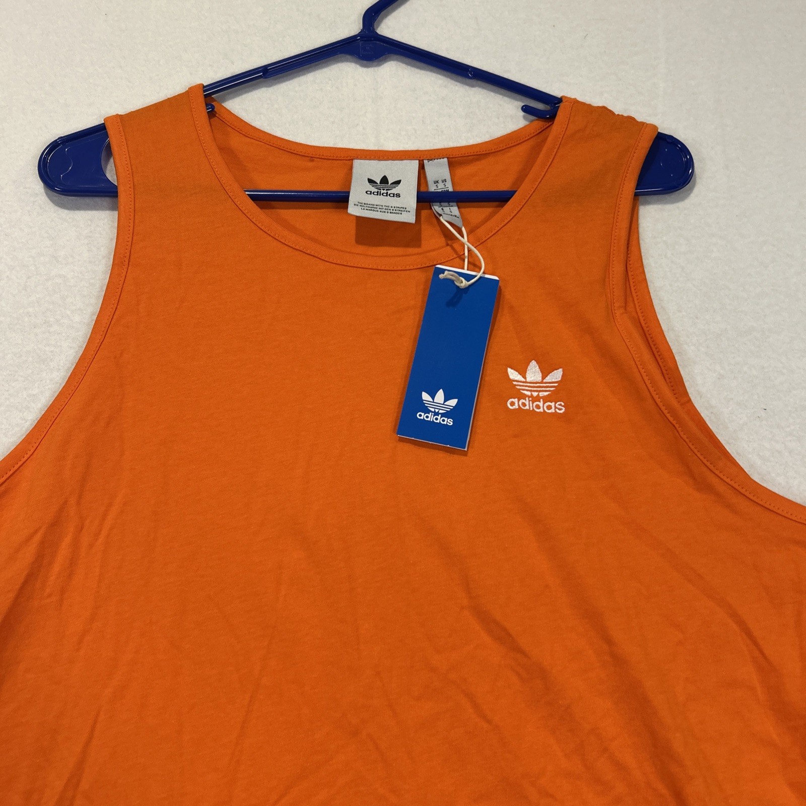 Adidas Tank Top Orange Men’s Small Essentials Trefoil Jf6602 Logo Activewear gallery