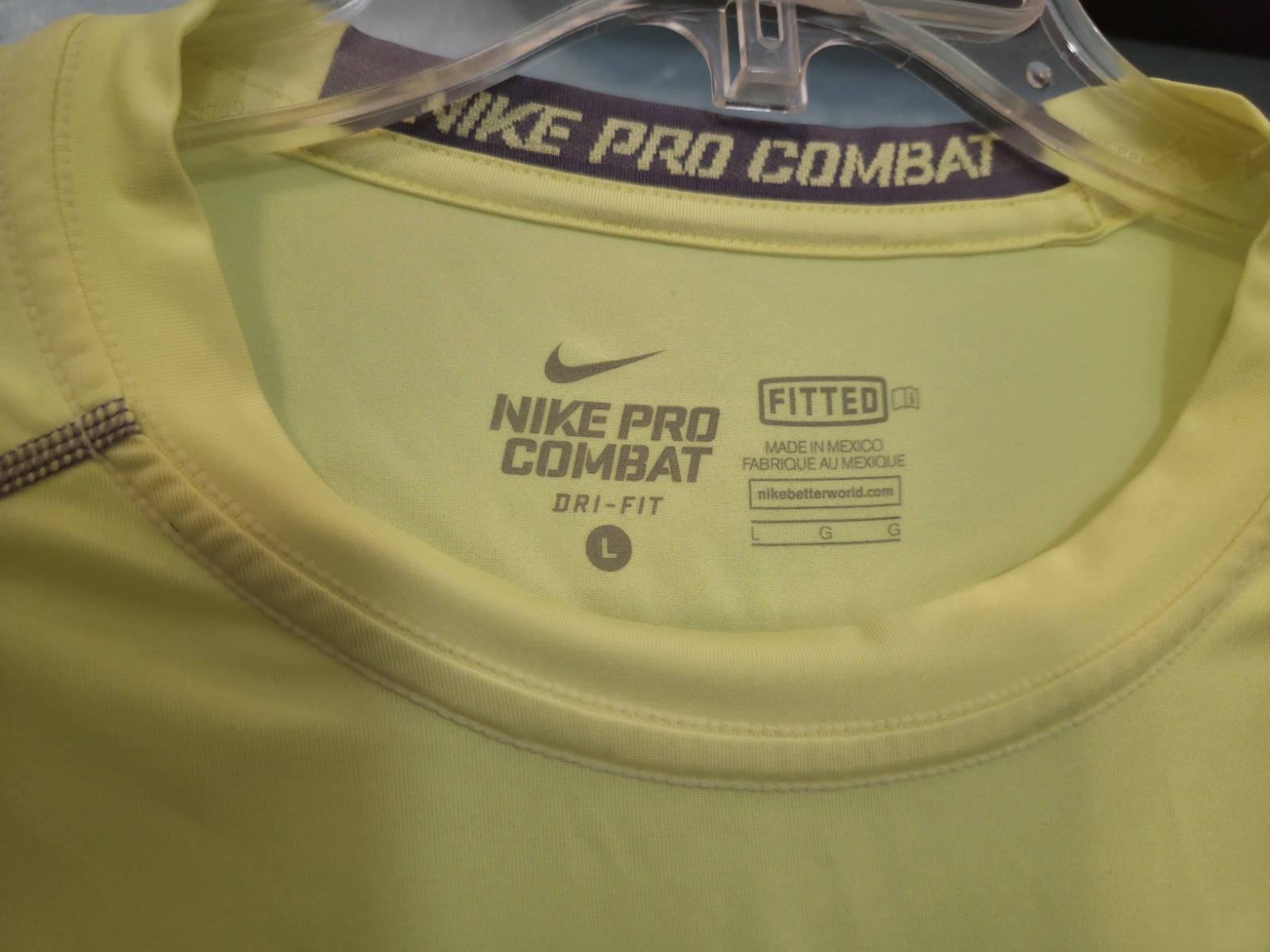 Nike Pro Combat Dri-Fit Men's Fitted Compression ISU Shirt Size Large (L) Neon gallery