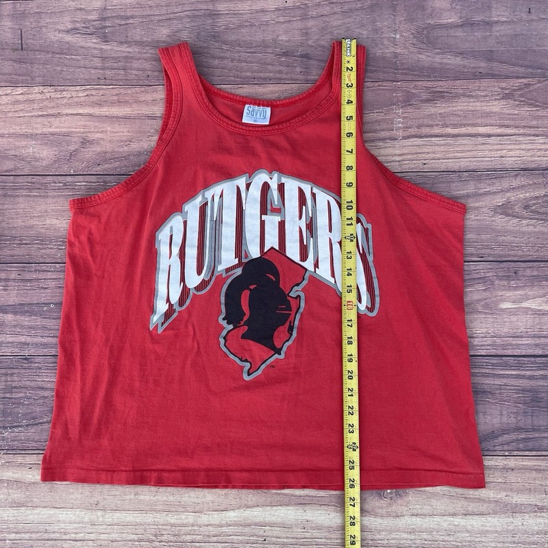 Vintage 90s Red Rutgers University Newark Gym Sports Tank Top USA Made Size XL gallery