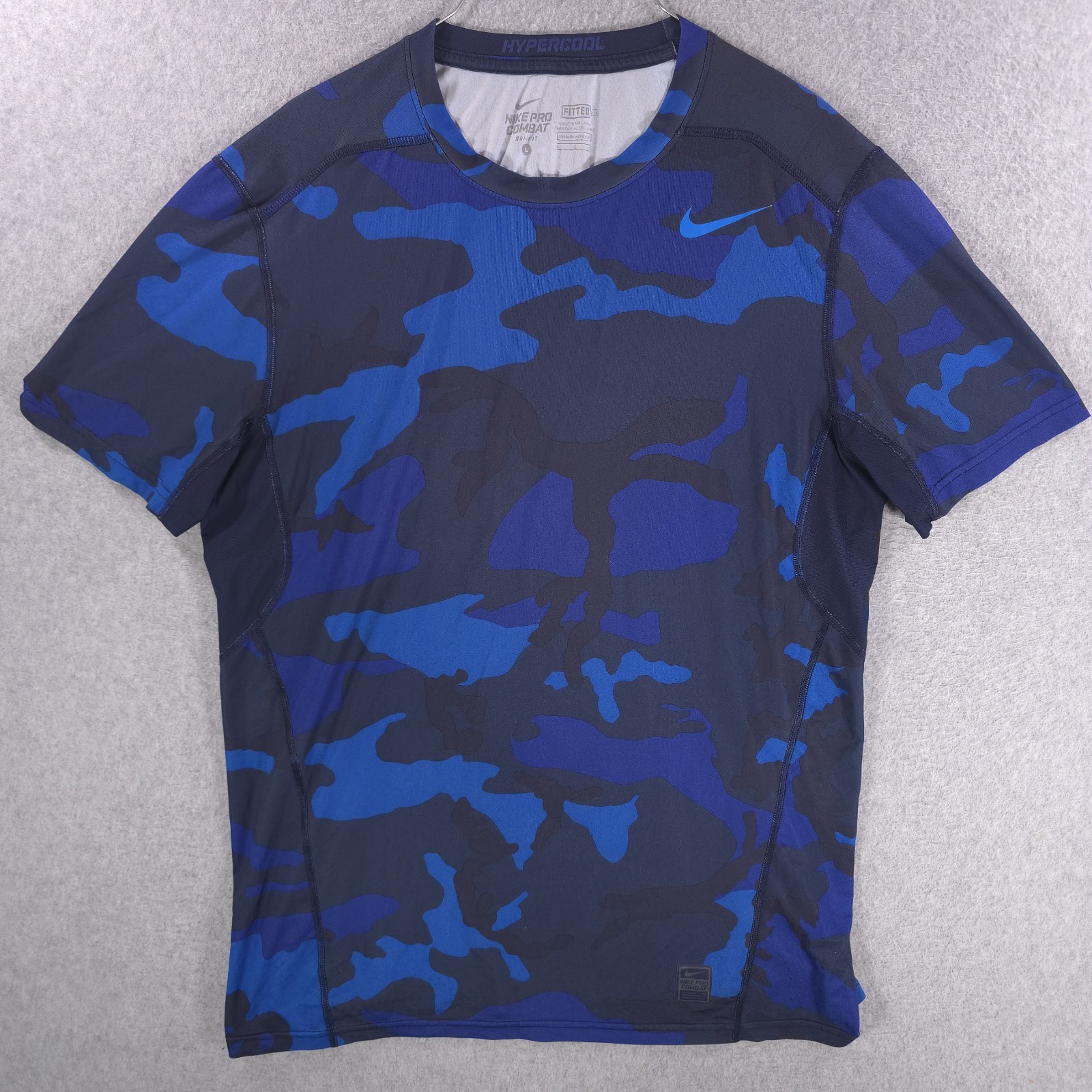 Nike Pro Combat Hypercool Fitted Blue Camo Dri-Fit Training Shirt Mens Large gallery