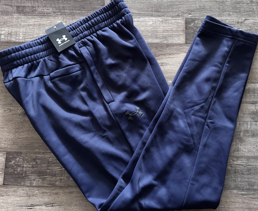 NWT Mens Under Armour M Navy Blue/Black Armour Fleece Sweat Pants Medium