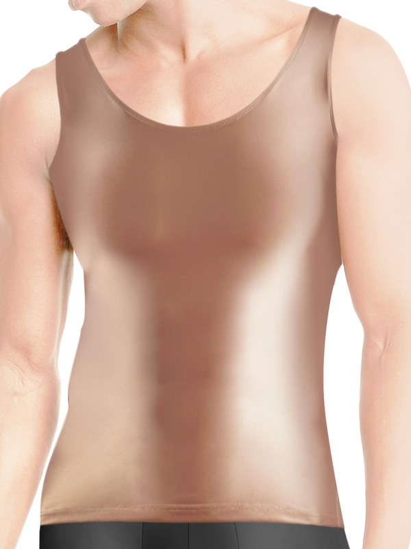 Men Oil Glossy Activewear Tops Quick Dry Stretch Fitness Vest Sleeveless T-shirt gallery
