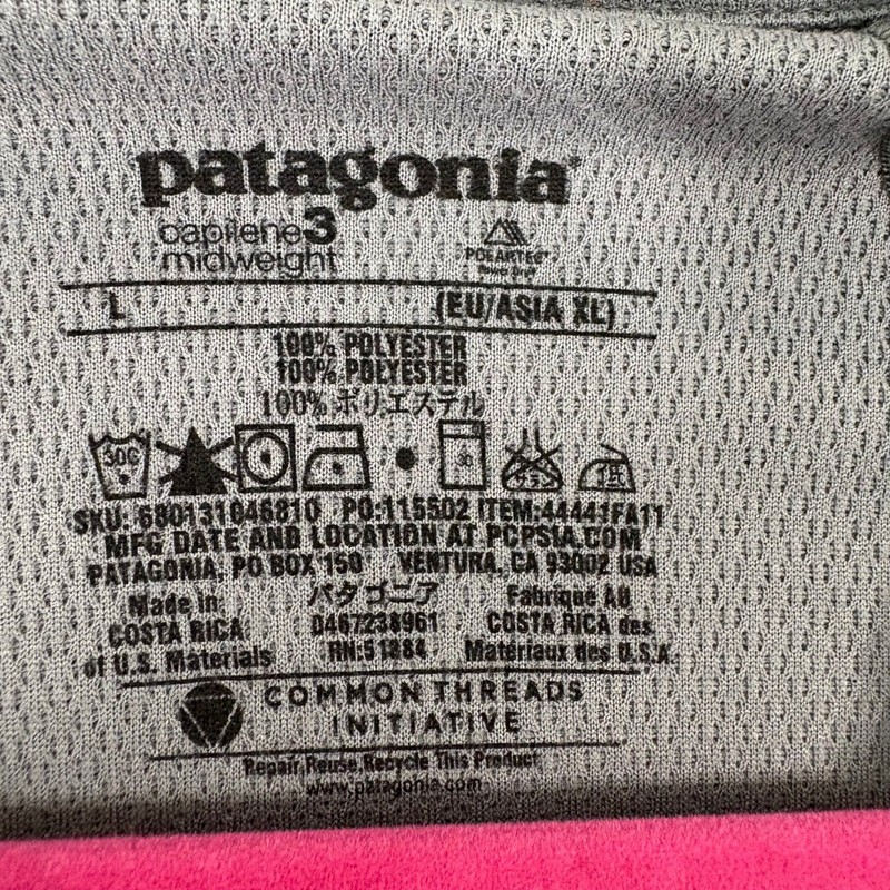 Patagonia Quarter Zip Mens Large Gray Capilene 3 Midweight Polartec Base Layer gallery
