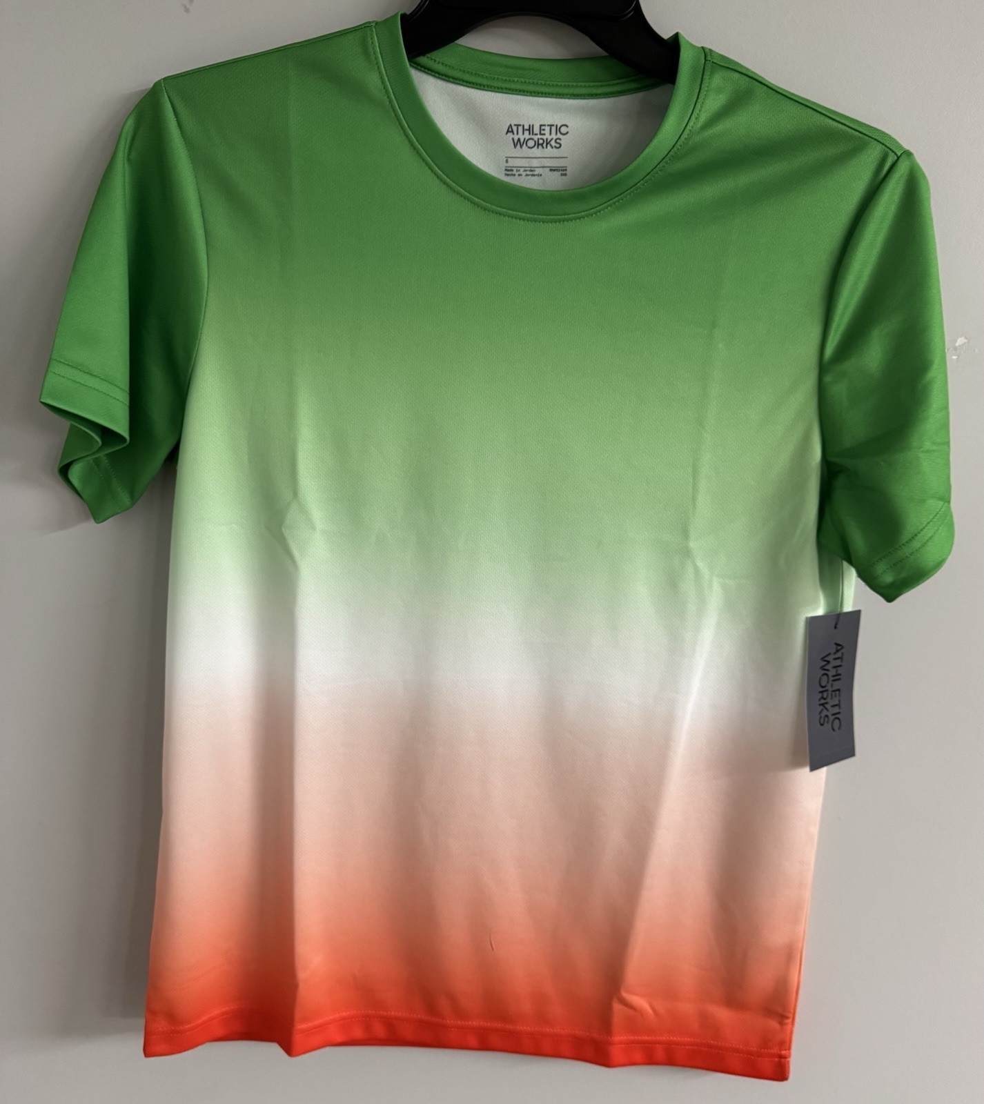 Athletic Works Men's Short Sleeve Performance Workout Shirt Red White Green gallery