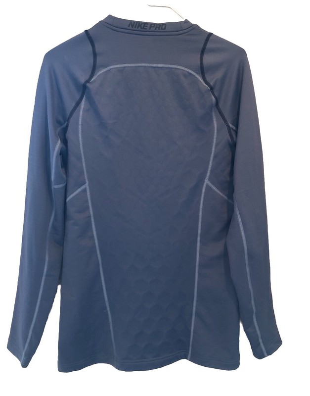 NIKE Mens Small Dk Gray Pro HyperWarm Fitted Long Sleeve Dri Fit gallery