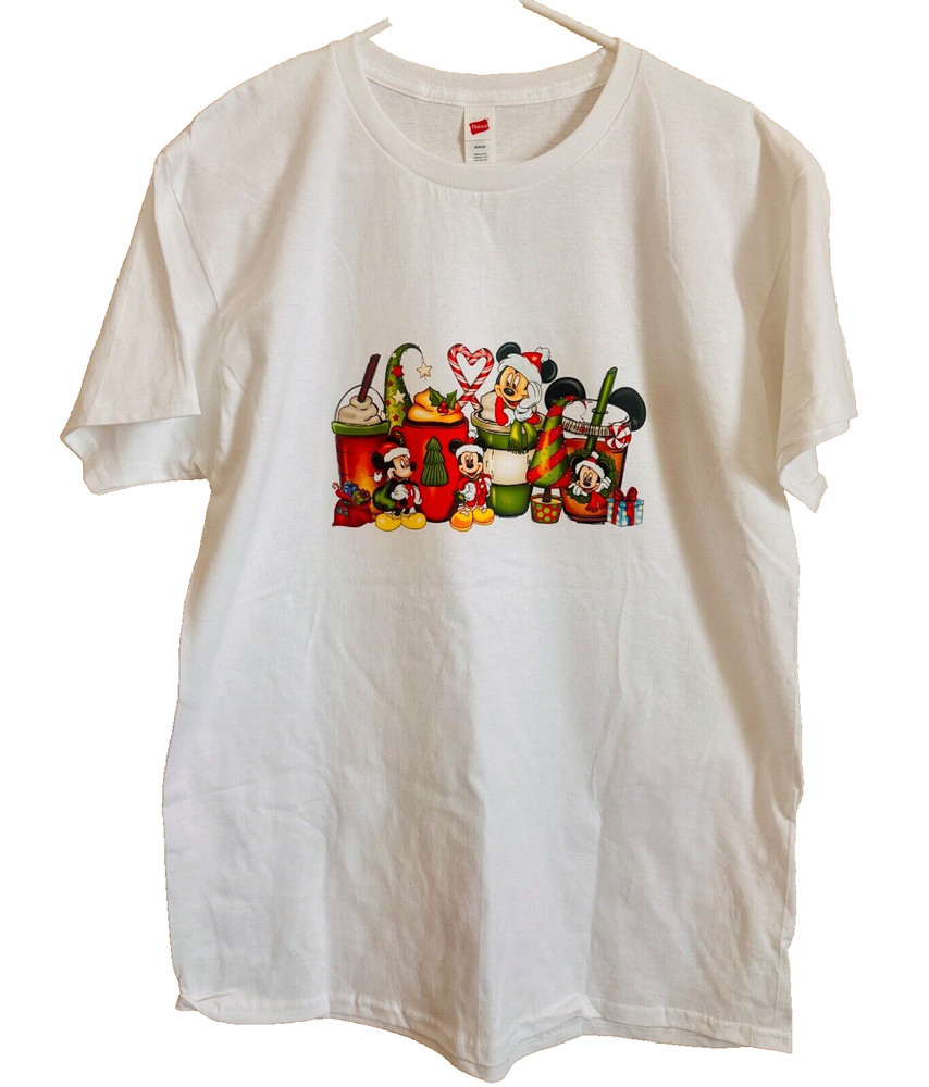 Christmas Mickey Mouse Theme Men's T-Shirt Crew Neck (Size M)