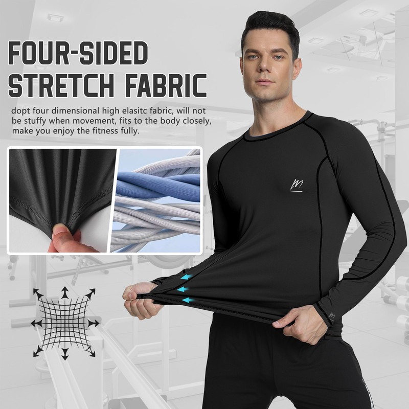 3Pack Men Long Sleeve Compression Top Quick Dry Cool Outdoor Running Gym Workout gallery