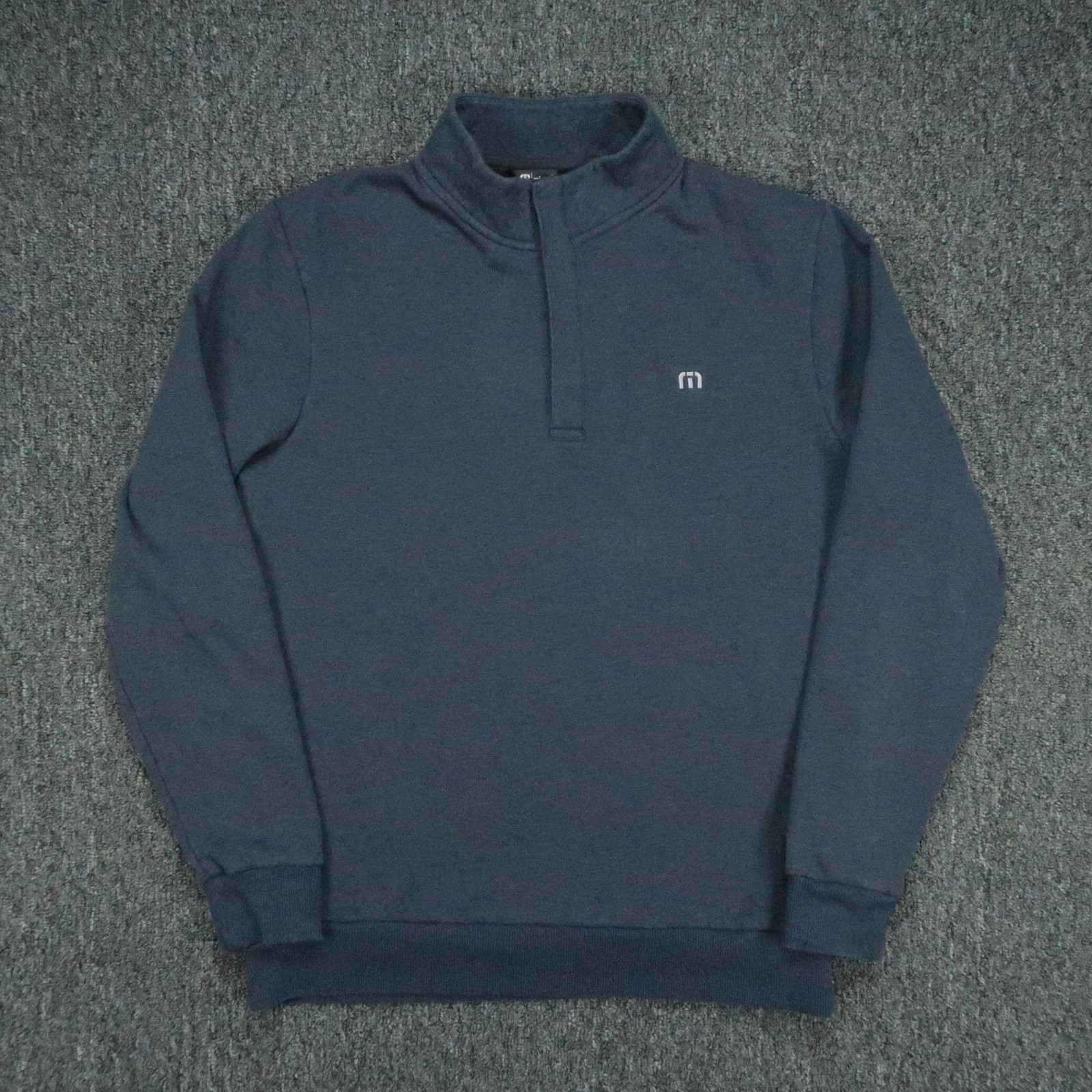 Travis Mathew Pullover Mens Medium Blue Quarter Zip Golf Sweater gallery