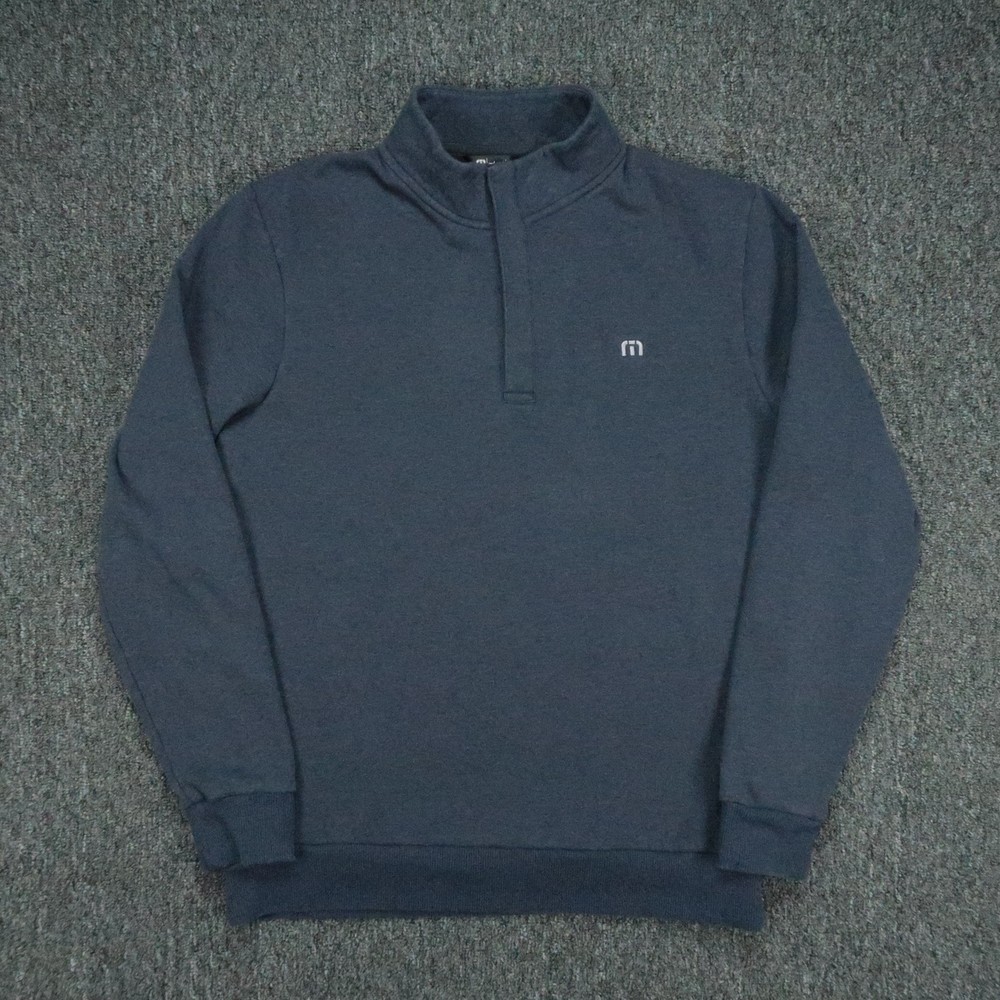 Travis Mathew Pullover Mens Medium Blue Quarter Zip Golf Sweater