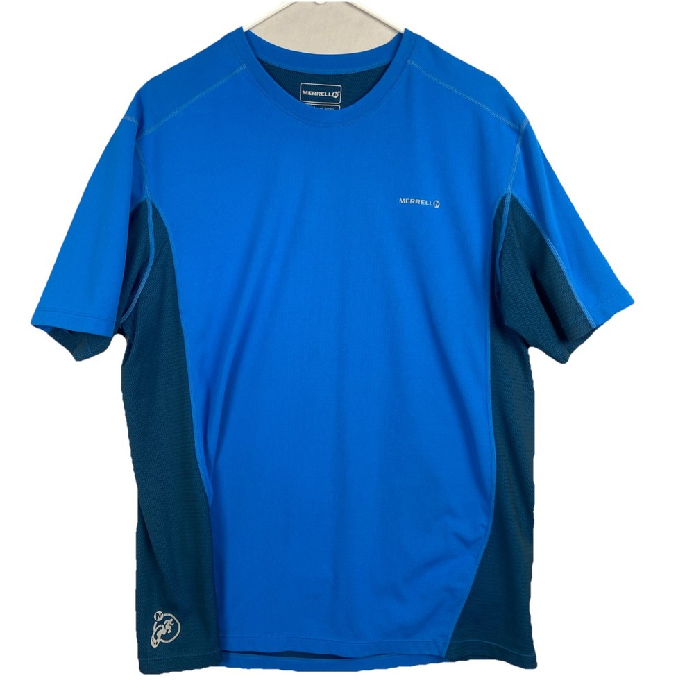 Merrell Opti-wick Shirt Men’s XL UPF 20+ Blue Crewneck Running Short Sleeve