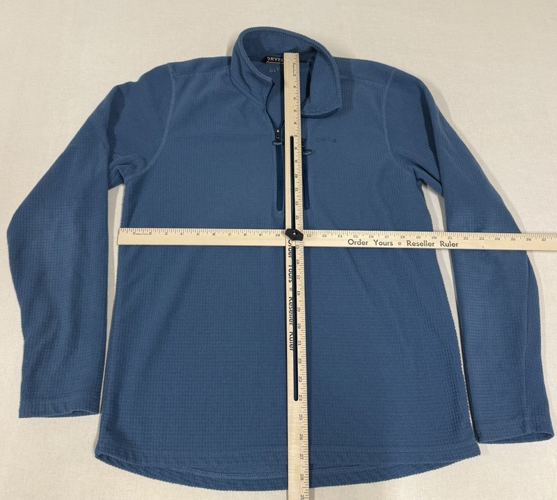 Orvis 1/4 Zip Thermal Base Layer Blue Waffle Knit Fleece Pullover Men's M KE11 gallery