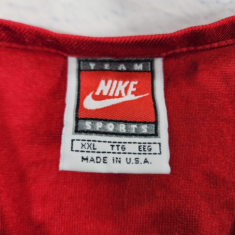 Nike Basketball Jersey Tank Top MENS XXL Satin Silky Shiny Red VINTAGE 90s USA gallery
