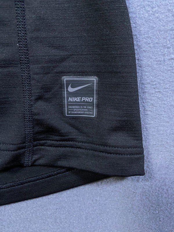 Nike Pro Men Long Sleeve Shirt Adult Small Fitted Running Black Grey Swoosh Logo gallery