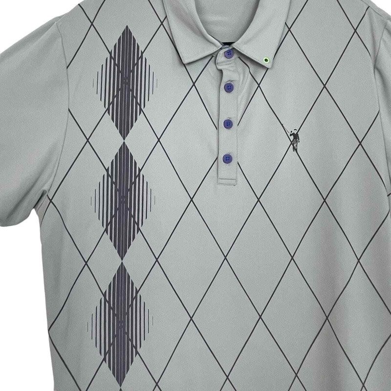 William Murray Golf Gray Argyle Print Polo Size L. *Rare Retired Print. gallery
