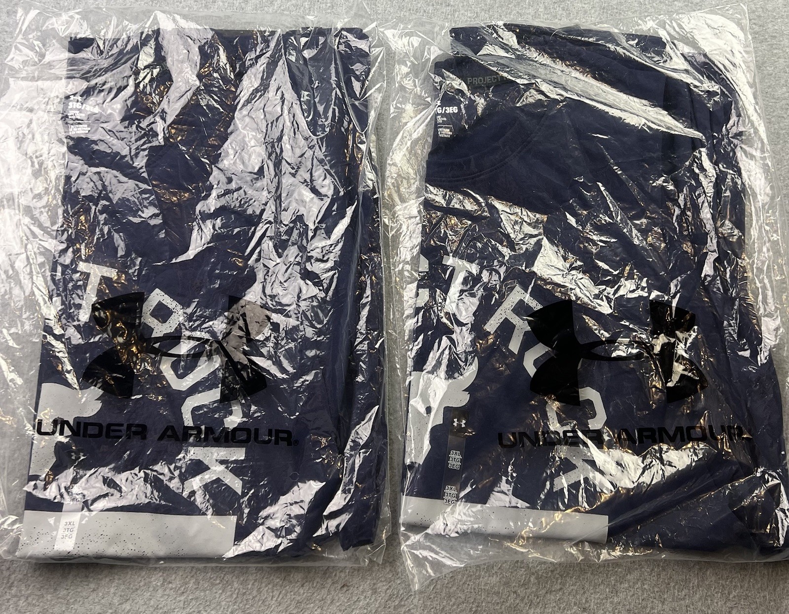 LOT OF 2 Under Armour Project Rock Men’s Training Tank 3XL 1383195 Navy/White gallery